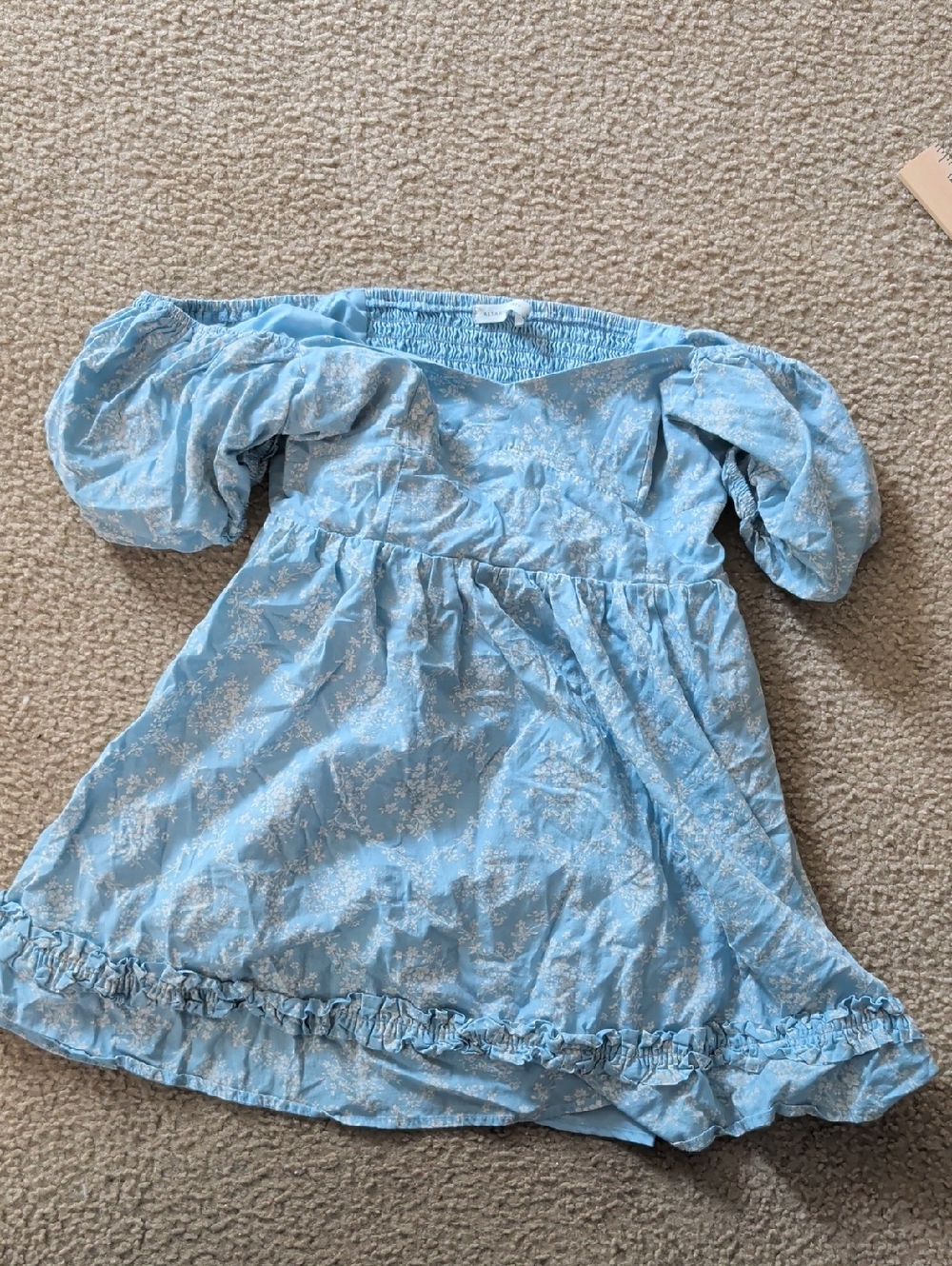 Altar'd State Light Blue Floral Off-Shoulder Dress for Kids